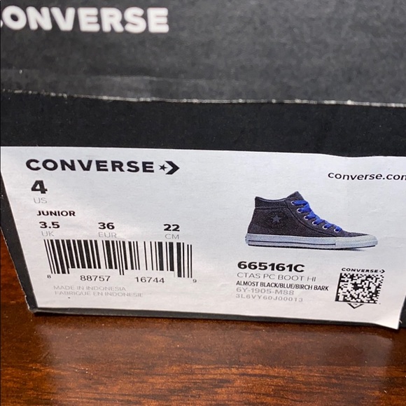 Converse US 4 or5 Big Kid Almost Black Suede HiTop - Picture 7 of 9